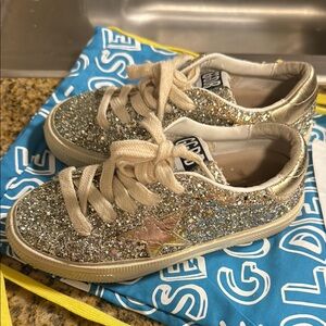 Girl Golden Goose gold Glitter Sneakers size 29 US 12